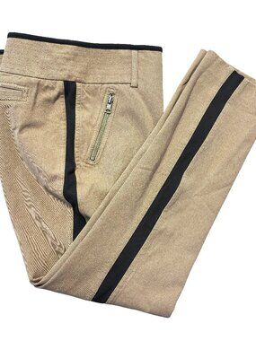 Express Tan Black Side Stripe Skinny Pants Women Size 14 Stretch Ankle Career